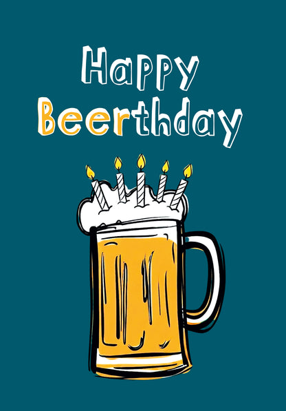 Happy Beerthday - Chope de bière avec bougies