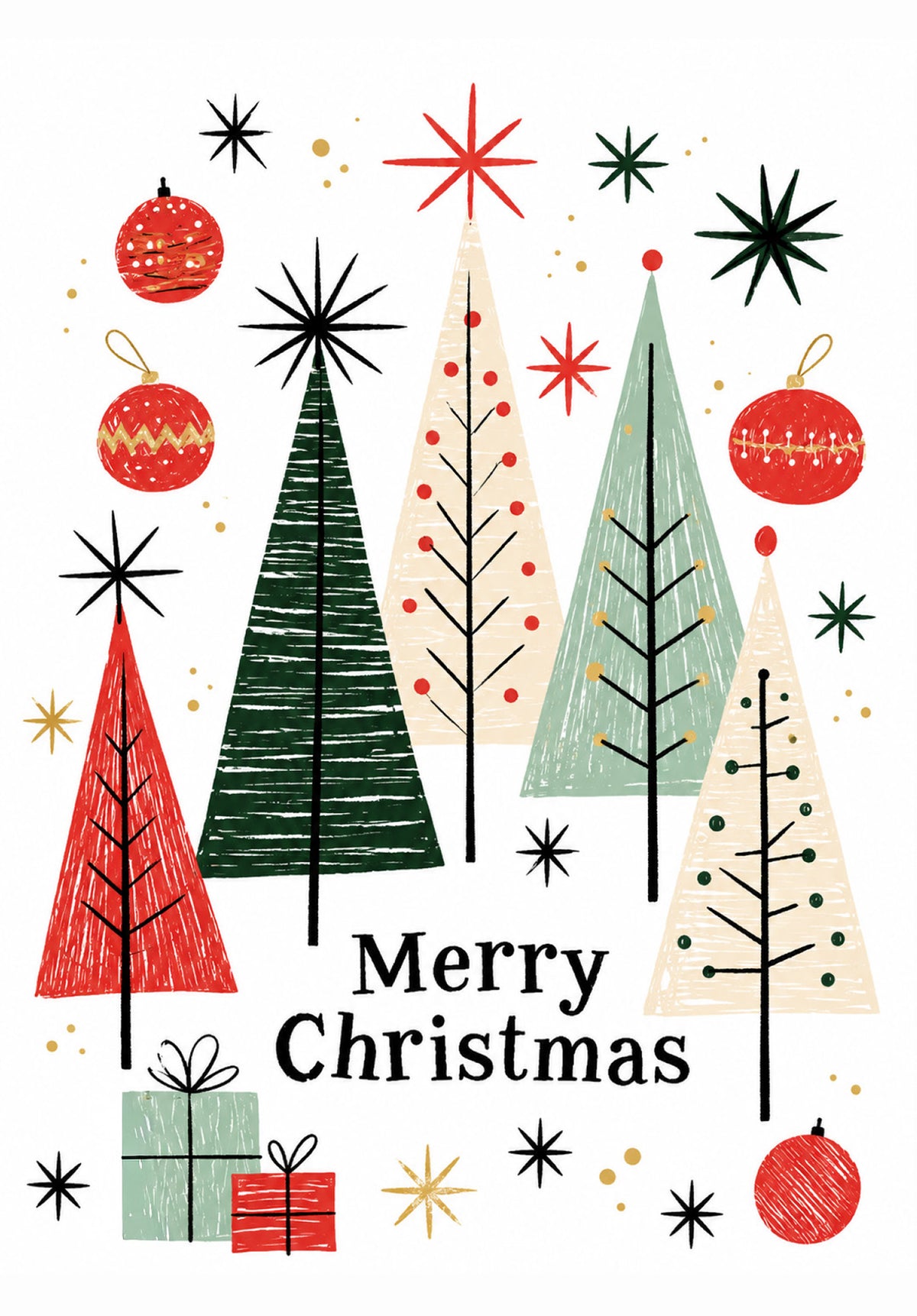 Merry Christmas - Arbres Étoiles Boules