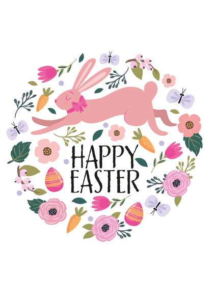 Happy Easter - Llapin et un bouquet de fleurs