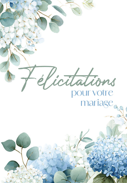 Felicitations pour votre mariage - Hortensias Bleus