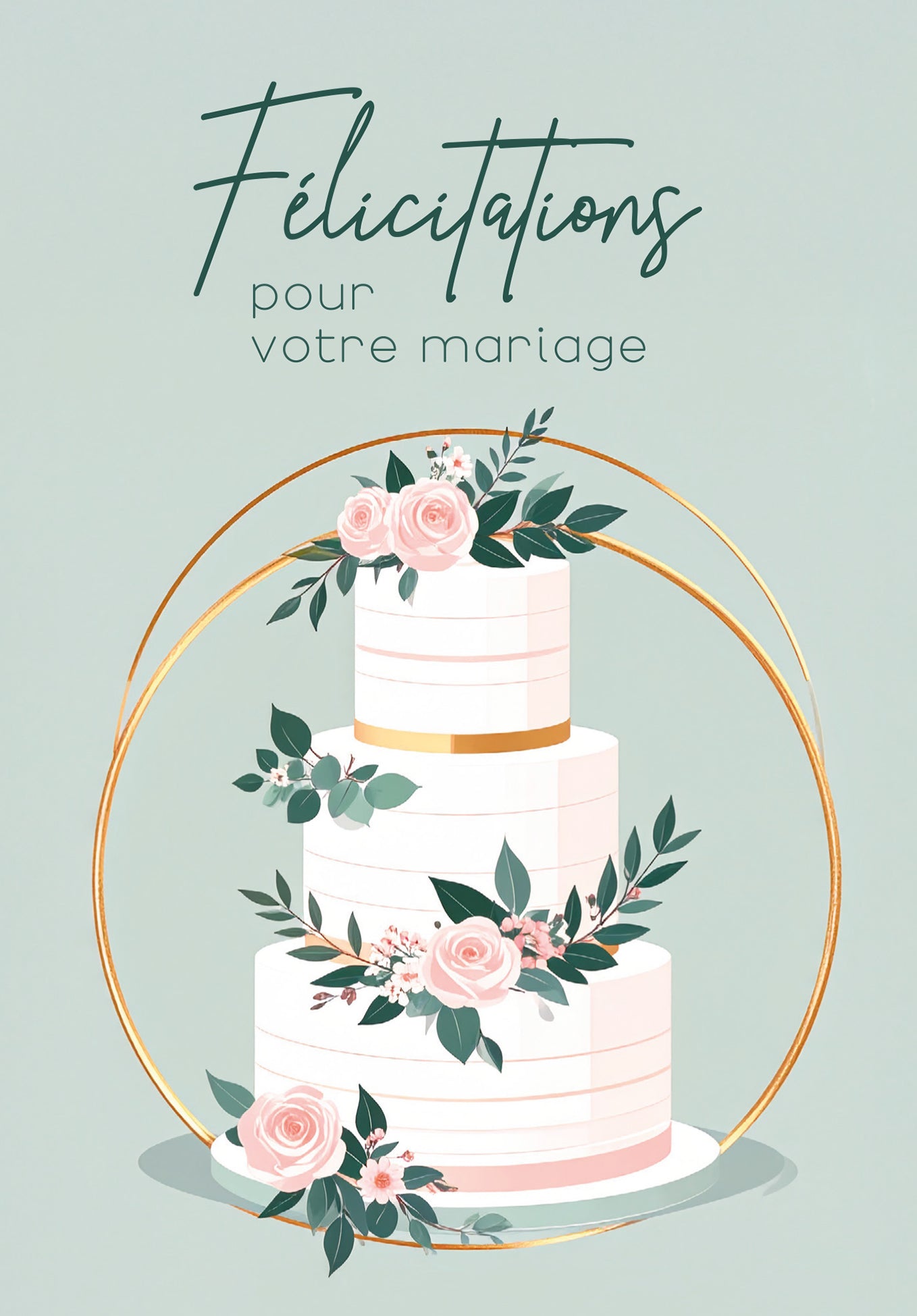 Felicitations pour votre mariage - Gâteau Roses