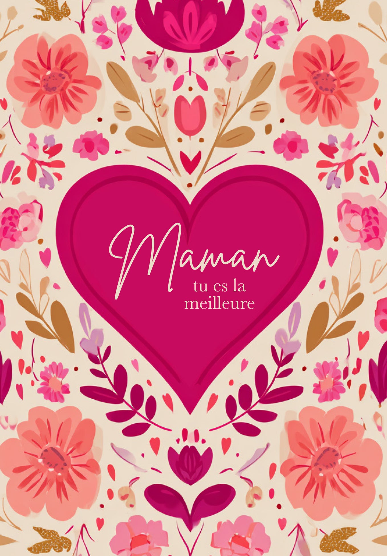 Maman tu es la meilleure - Un cœur à motif floral PDF