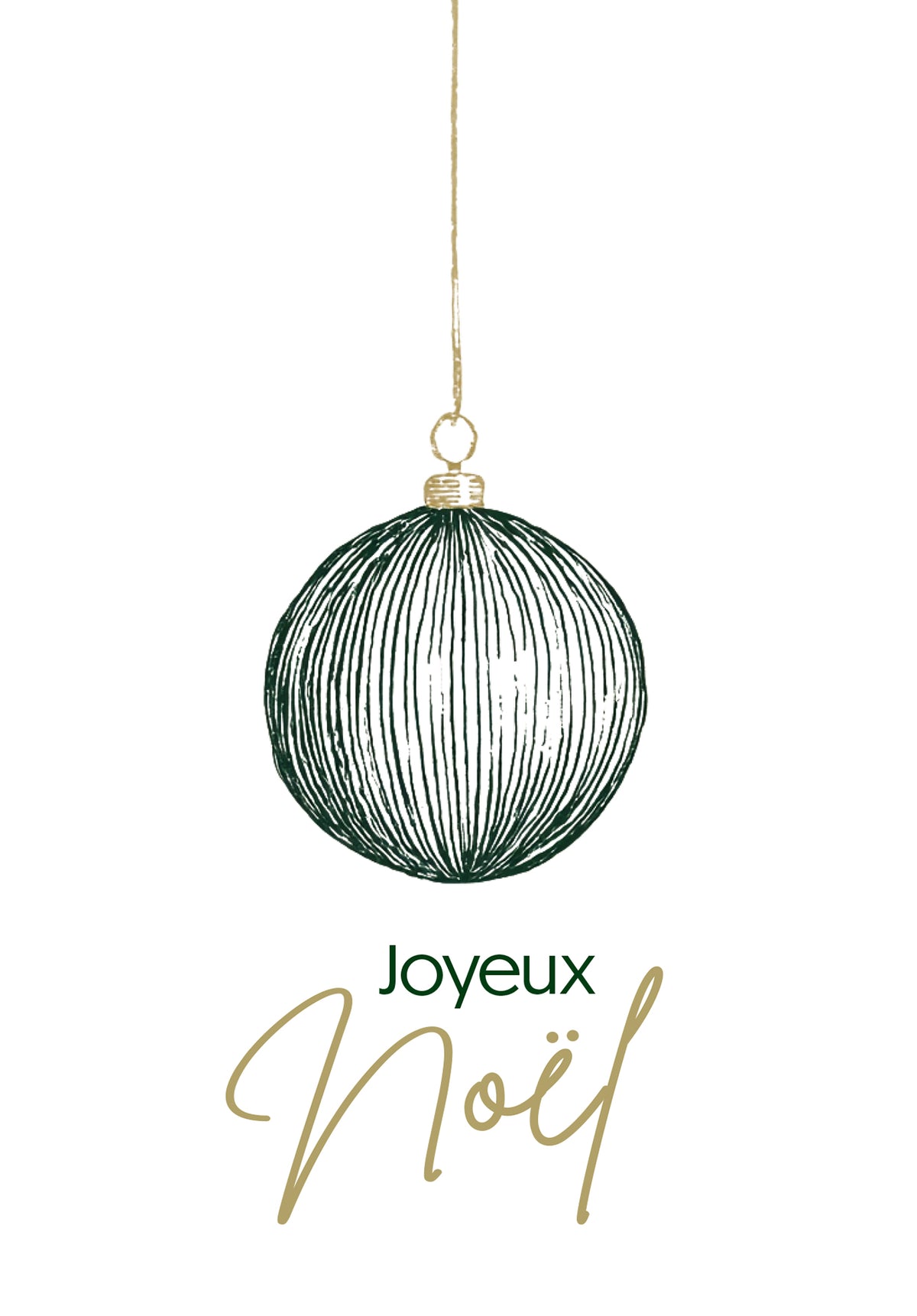 Joyeux Noël - Ornement de sapin de Noël vert et or