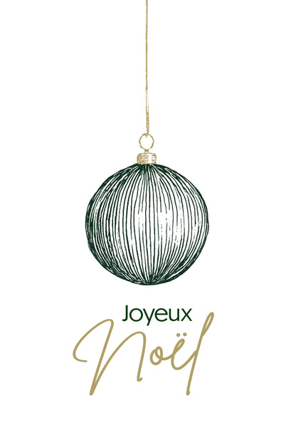 Joyeux Noël - Ornement de sapin de Noël vert et or