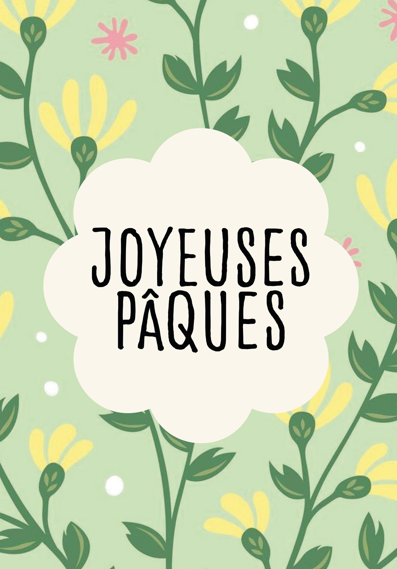 Joyeuses Pâques - Motif floral vert
