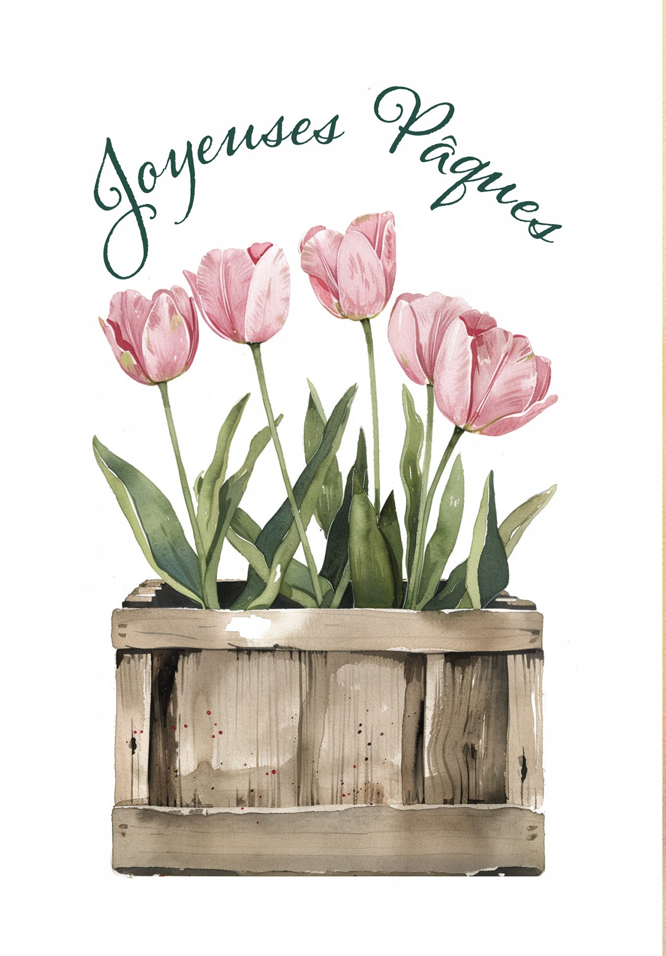 Joyeuses Pâques - Boîte de tulipes