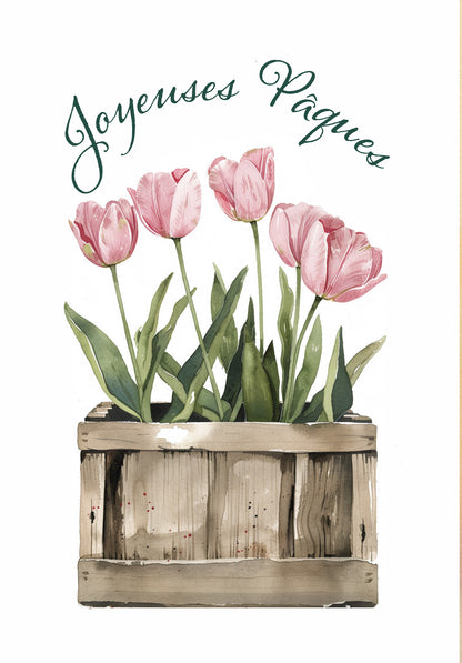 Joyeuses Pâques - Boîte de tulipes