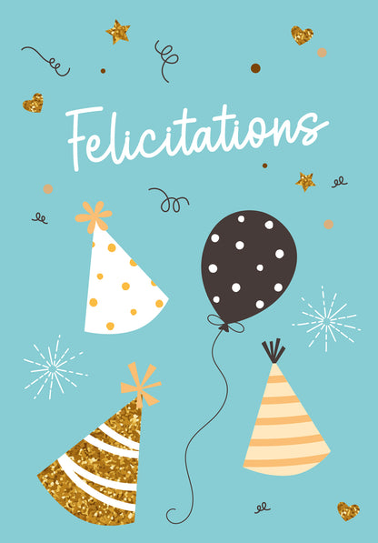 Felicitations - Ballons et chapeaux