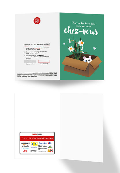 Plein de bonheur dans votre chez-vous - Chat et fleur