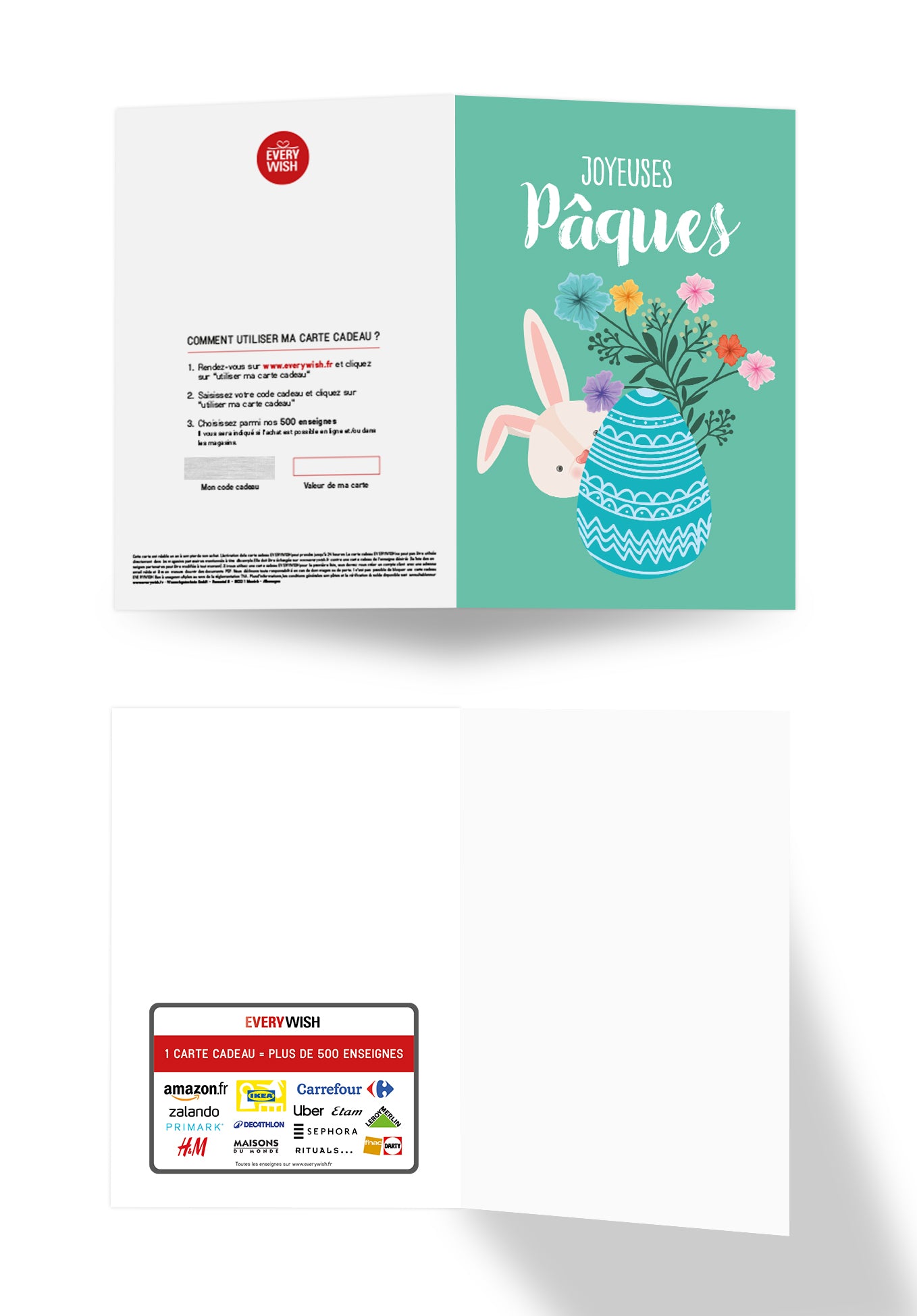 Joyeuses Pâques - Lapin avec œuf turquoise