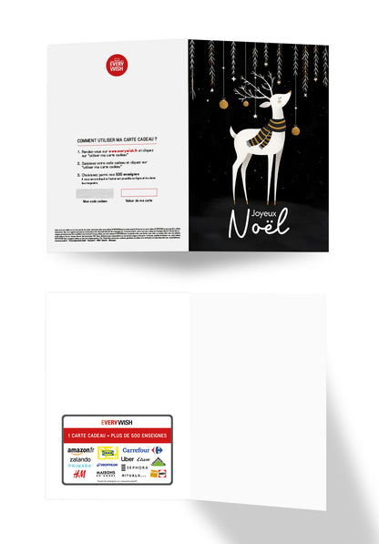 Joyeux Noël - Renne Noir Blanc Or
