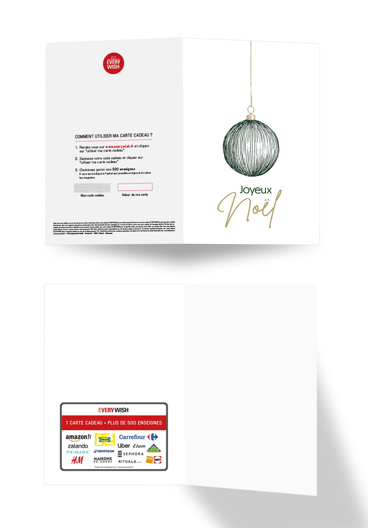 Joyeux Noël - Ornement de sapin de Noël vert et or