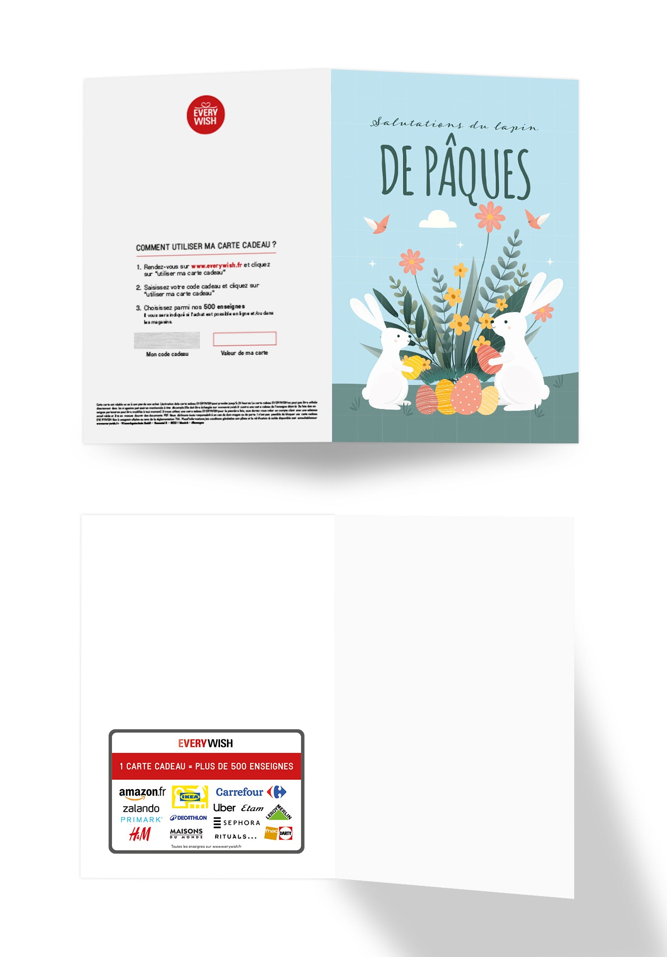 Salutations du lapin de Pâques - Lapin et fleurs