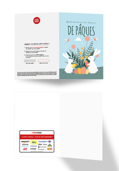 Salutations du lapin de Pâques - Lapin et fleurs