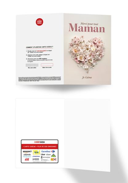 Maman merci pour tout - Un cœur de fleurs