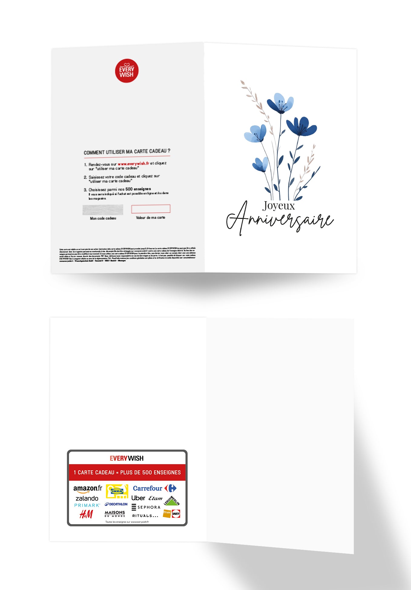 Joyeux Anniversaire - Fleurs bleues