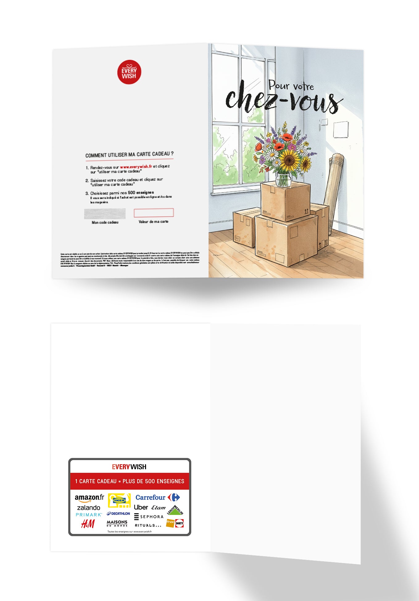 Pour votre chez-vous - Bouquet de fleurs et cartons