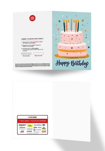 Happy Birthday - Gâteau bleu rose PDF
