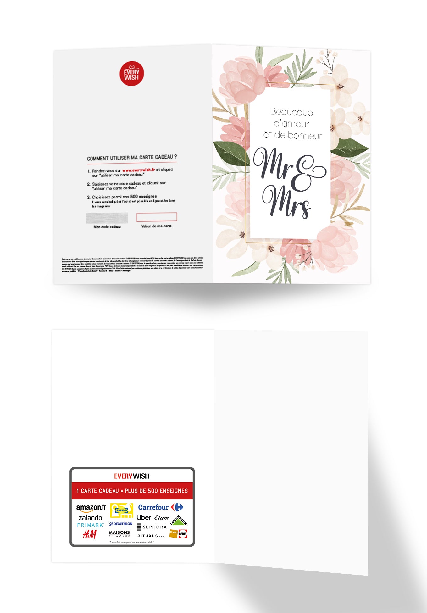 Beaucoup damour et de bonheur Mr & Mrs - Fleurs Roses