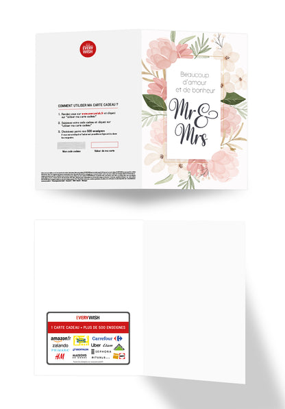 Beaucoup damour et de bonheur Mr & Mrs - Fleurs Roses
