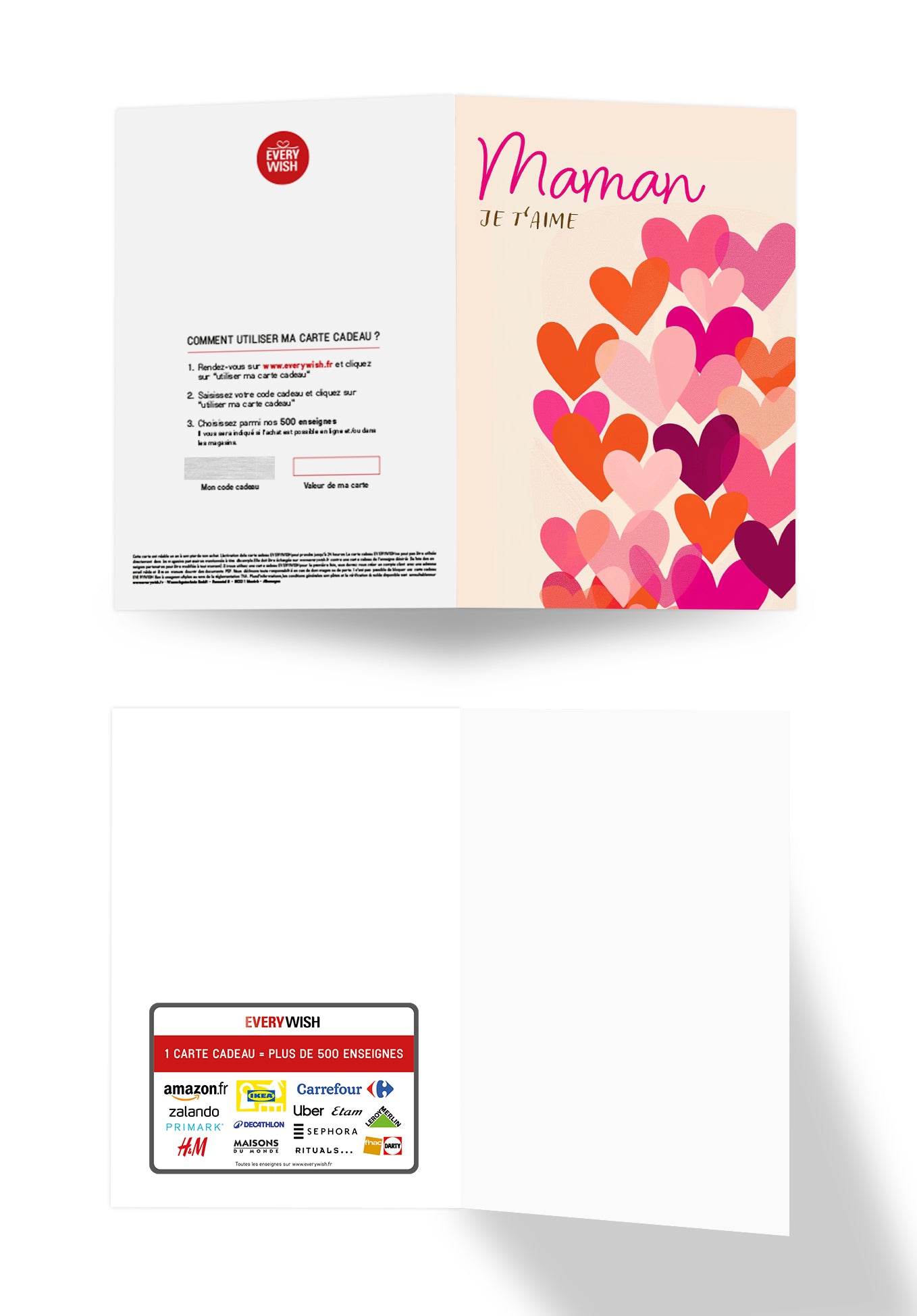 Maman Je t'aime - Cœurs rose orange