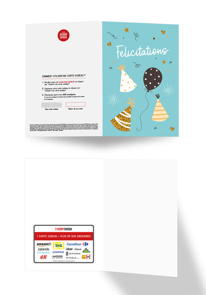 Felicitations - Ballons et chapeaux