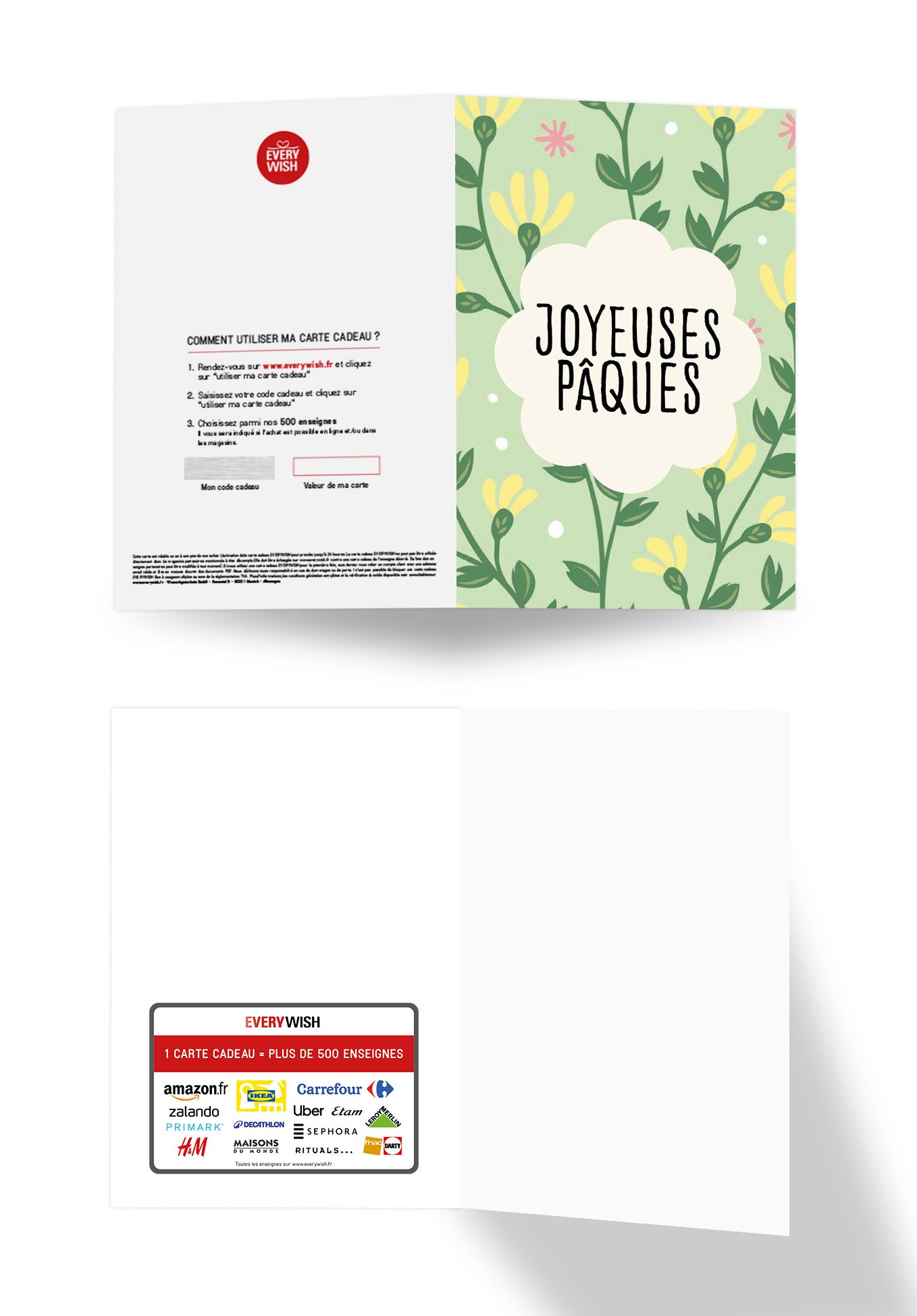Joyeuses Pâques - Motif floral vert