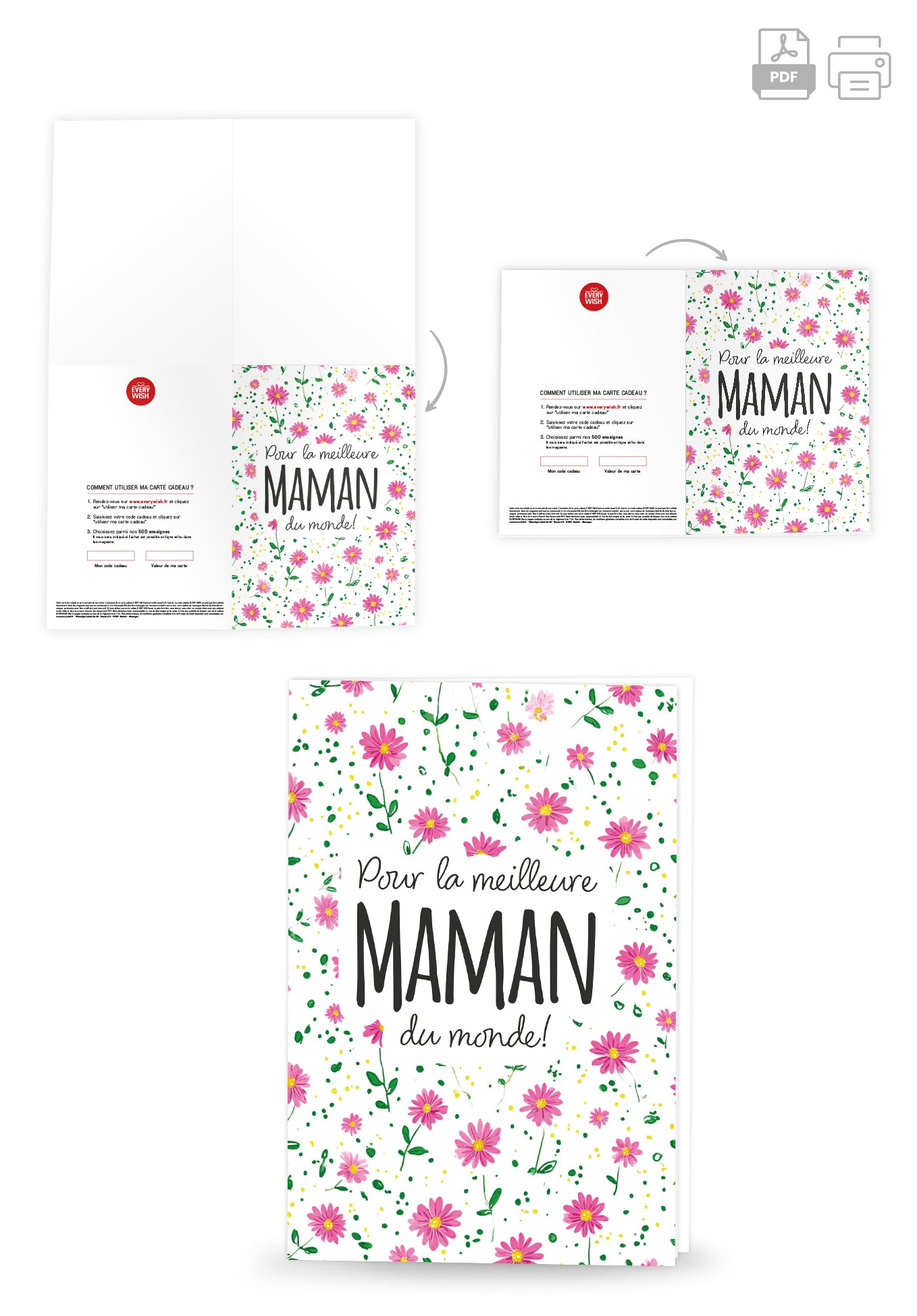 Pour la meilleure maman du monde - Motif à fleurs