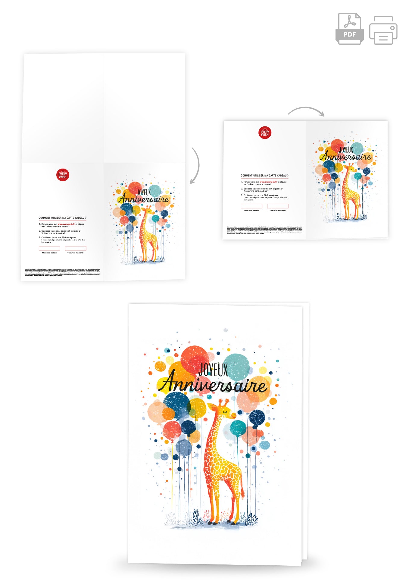 Joyeux Anniversaire - Girafe et ballons PDF