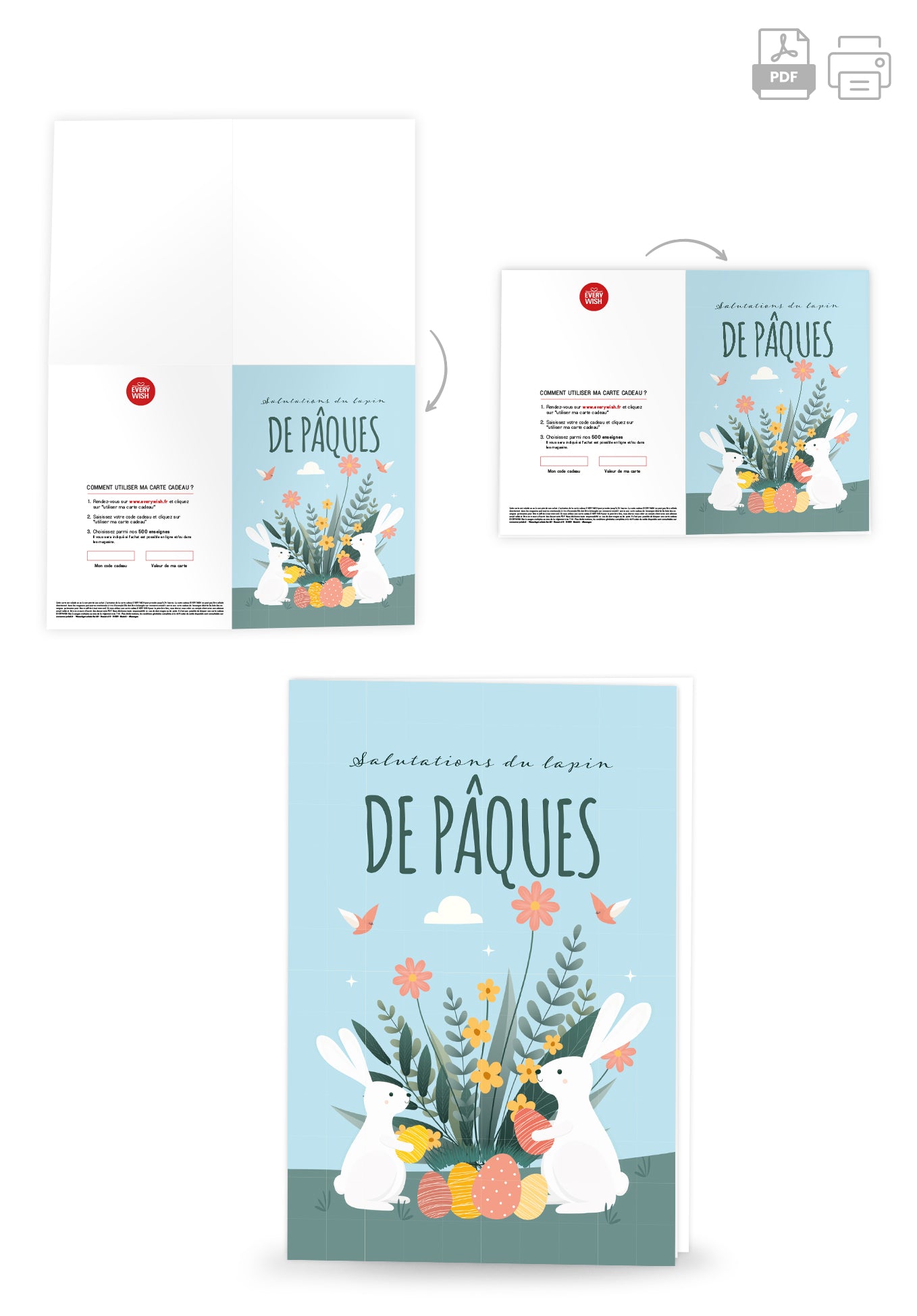 Salutations du lapin de Pâques - Lapin et fleurs