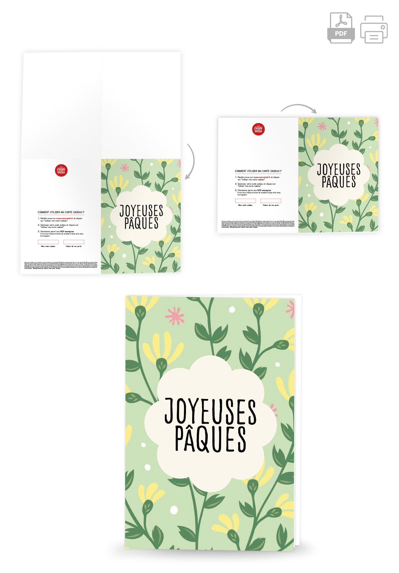 Joyeuses Pâques - Motif floral vert