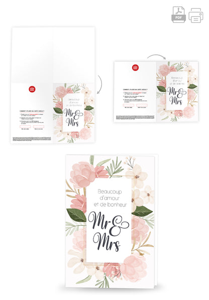 Beaucoup damour et de bonheur Mr & Mrs - Fleurs Roses