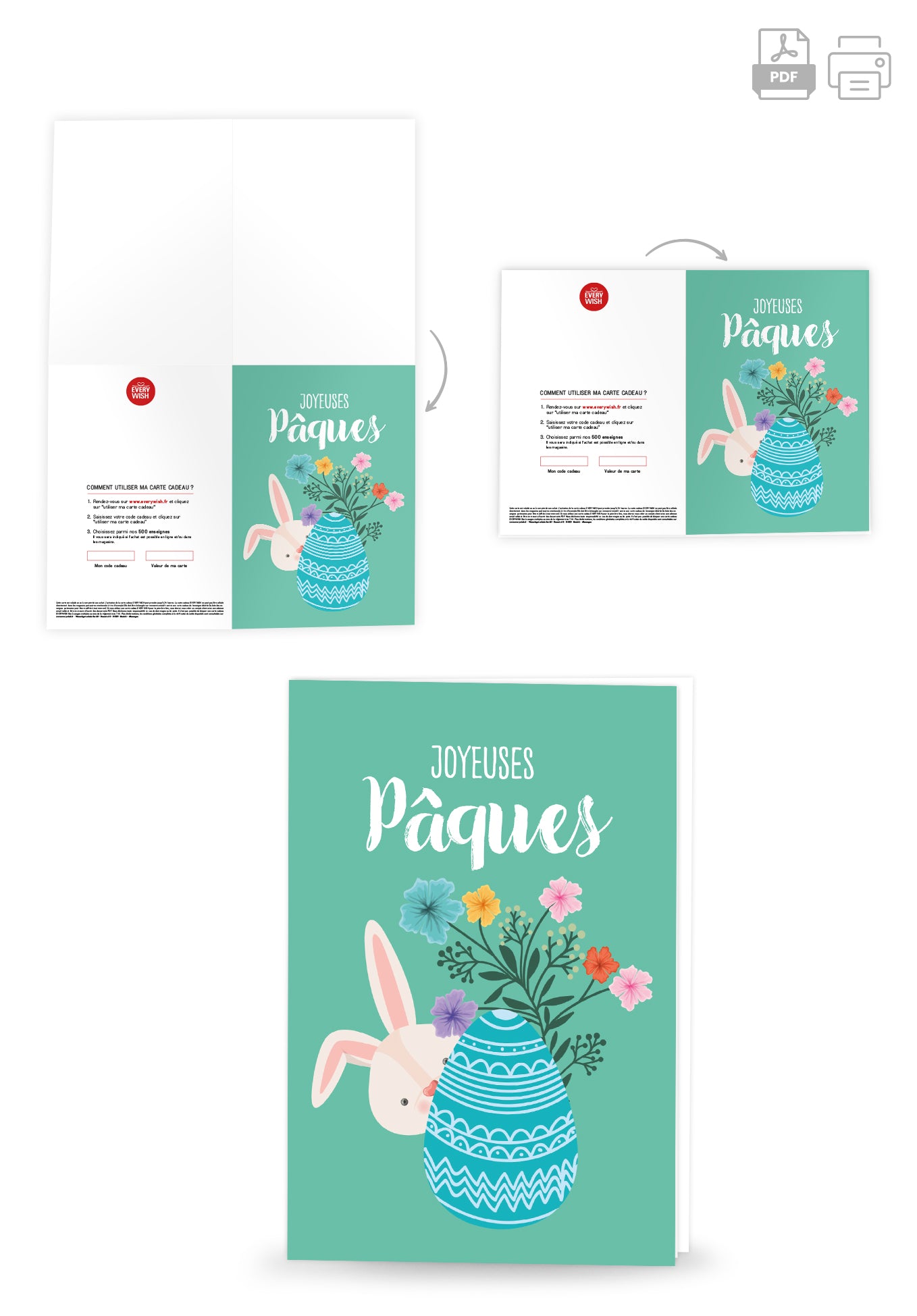Joyeuses Pâques - Lapin avec œuf turquoise