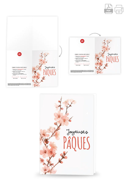 Joyeuses Pâques - Fleurs de cerisier à l'aquarelle