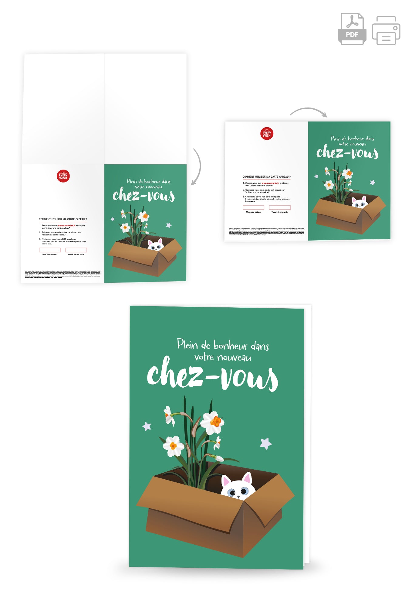 Plein de bonheur dans votre chez-vous - Chat et fleur