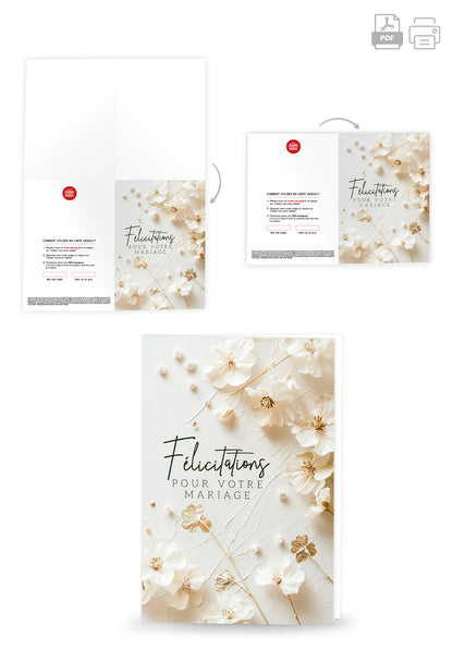 Felicitations pour votre mariage - Fleurs Blanches PDF