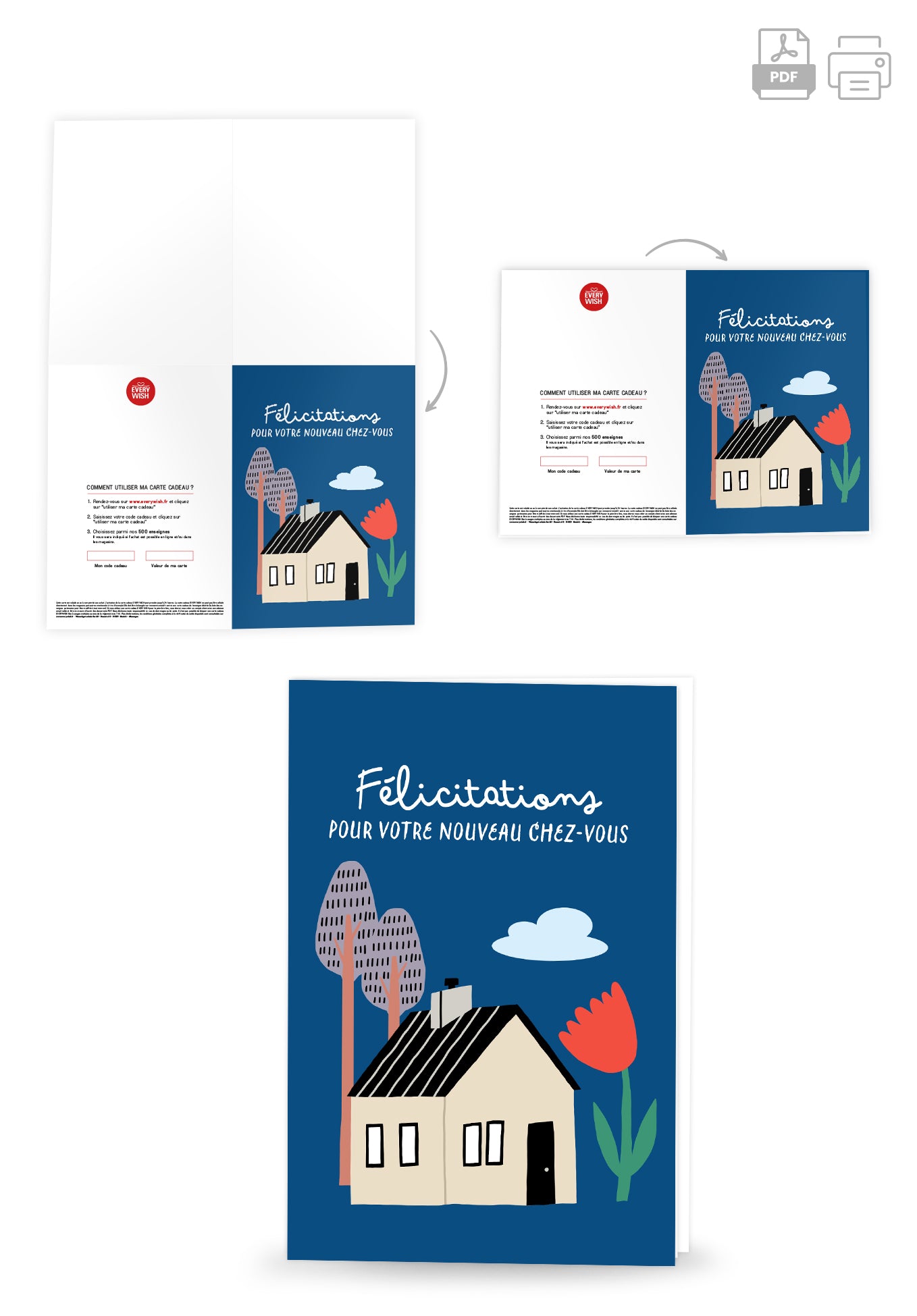 Felicitations pour votre nouveau chez-vous - Maison Fleur Bleue
