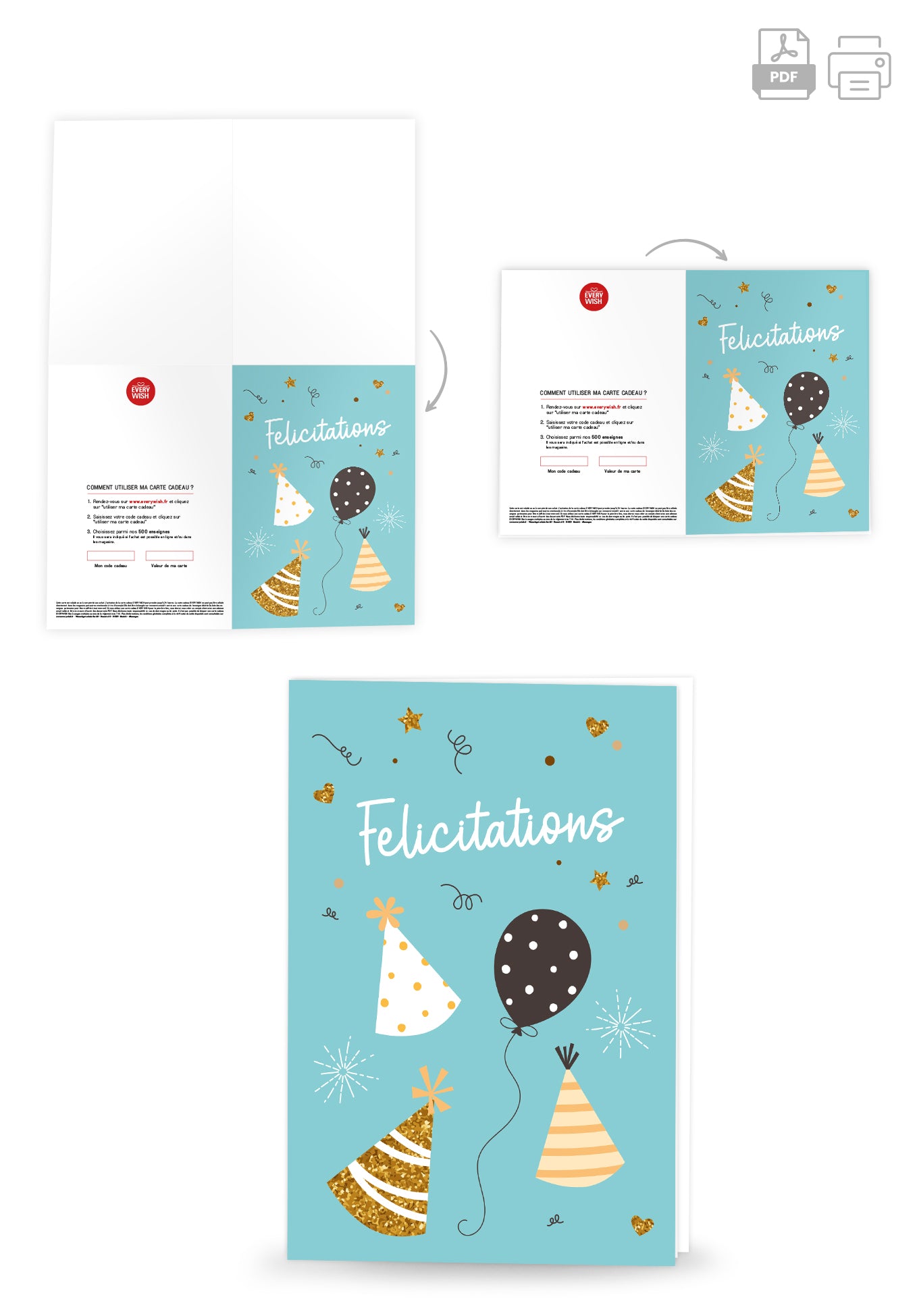 Felicitations - Ballons et chapeaux