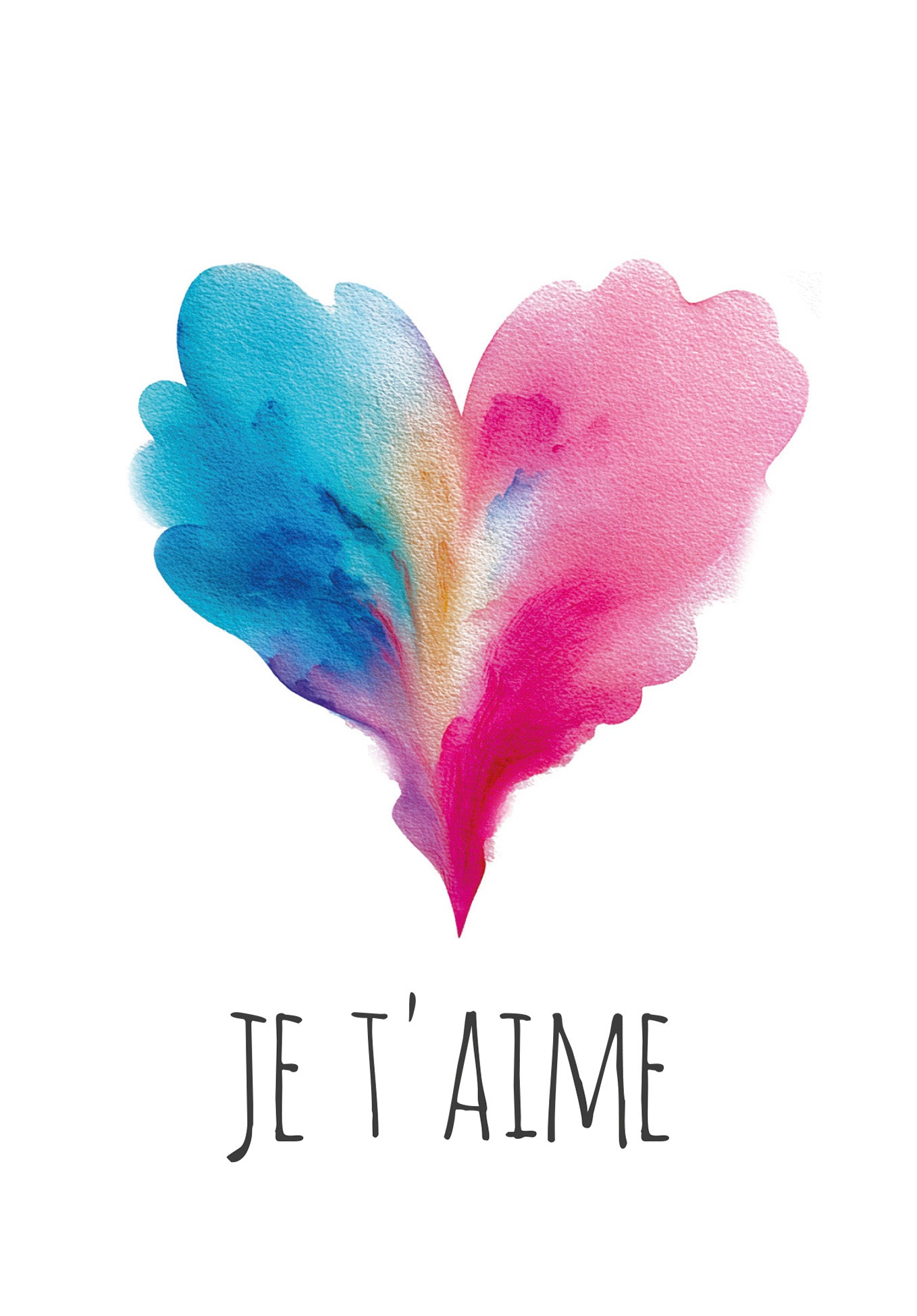 Je t'aime - Cœur bleu-rose