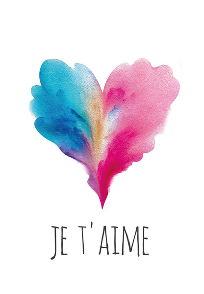 Je t'aime - Cœur bleu-rose