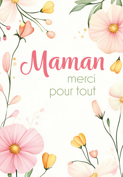 Maman merci pour tout  - Cadre à fleurs
