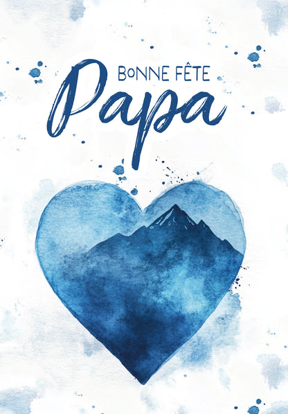 Bonne fête Papa - Cœur aquarelle bleu