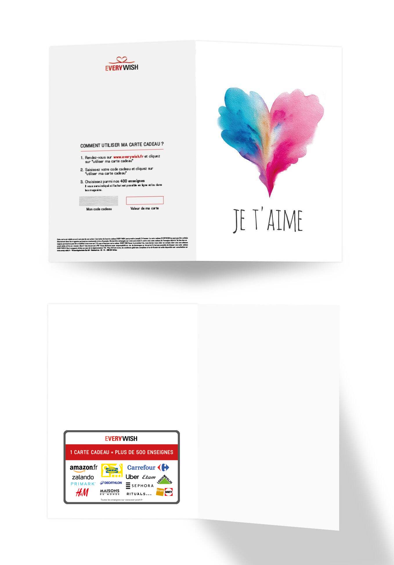 Je t'aime - Cœur bleu-rose