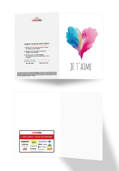 Je t'aime - Cœur bleu-rose