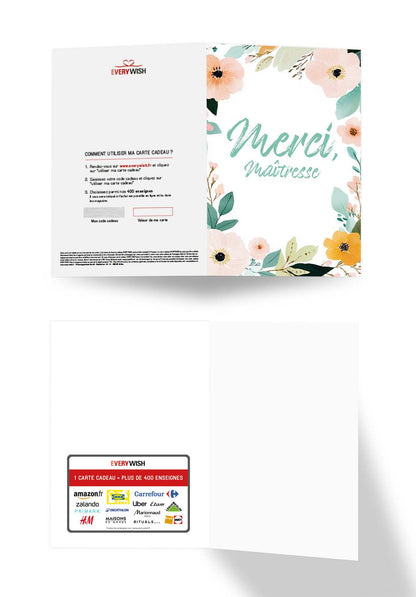 Merci maîtresse - Cadre à fleurs