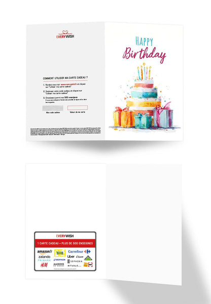 Happy Birthday - Gâteau aquarelle