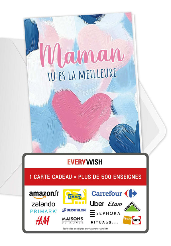 Maman tu es la meilleure - Motif de cœur peint