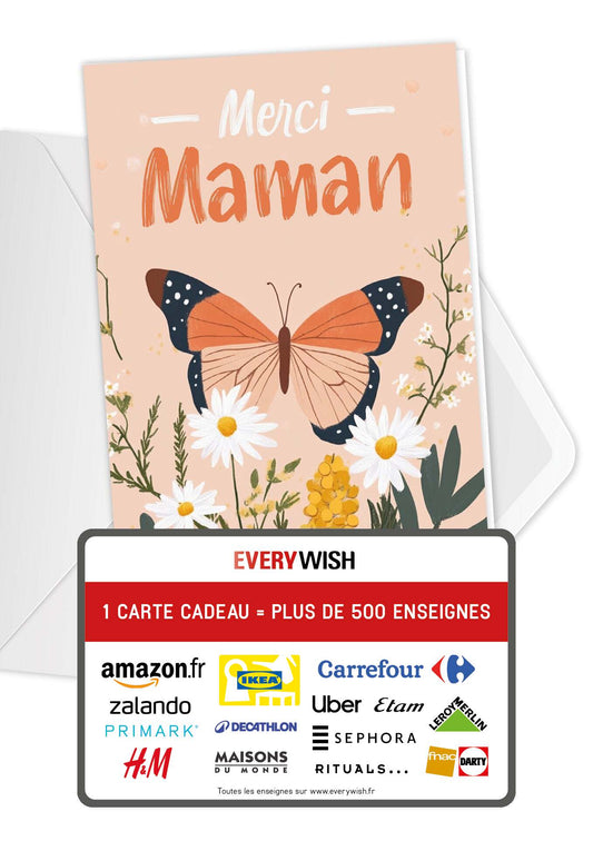 Merci Maman - Papillon orange