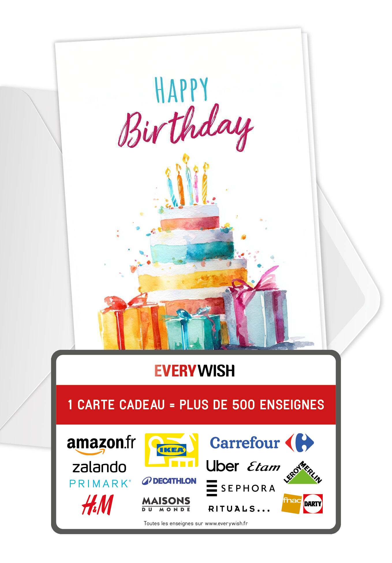 Happy Birthday - Gâteau aquarelle