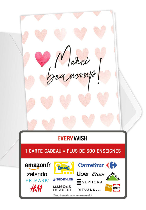 Merci beaucoup - Cœurs Aquarelle